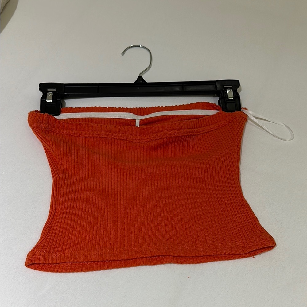 Orange Ribbed Tube Top - Picture 2 of 3